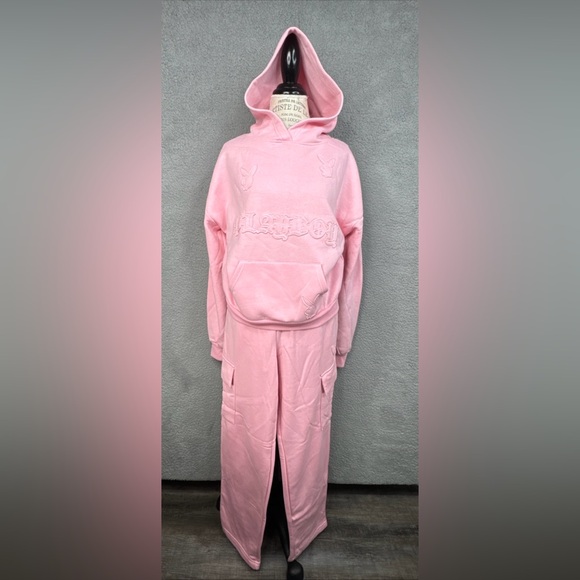 PLAYBOY Pants - Playboy Bunny Set Pink Hoodie Sweatshirt/Sweat Pants Women’s S NWT